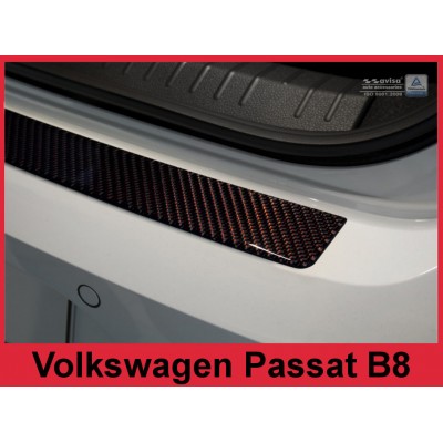 Carbon Edelstahl Ladekantenschutz VOLKSWAGEN PASSAT B8 Limousine Schwarz