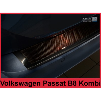 Carbon Edelstahl Ladekantenschutz VOLKSWAGEN PASSAT B8 Grafit / Rot