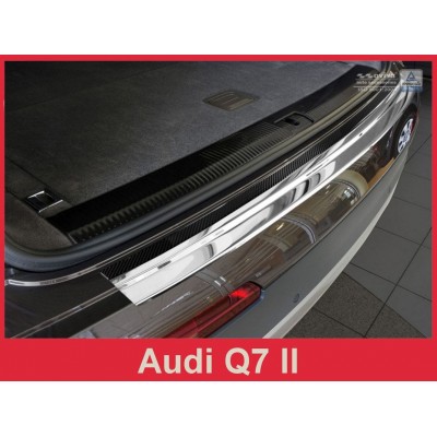 Edelstahl Ladekantenschutz für Audi Q7 II ab 2015 mit Carbon Fiber Rot
